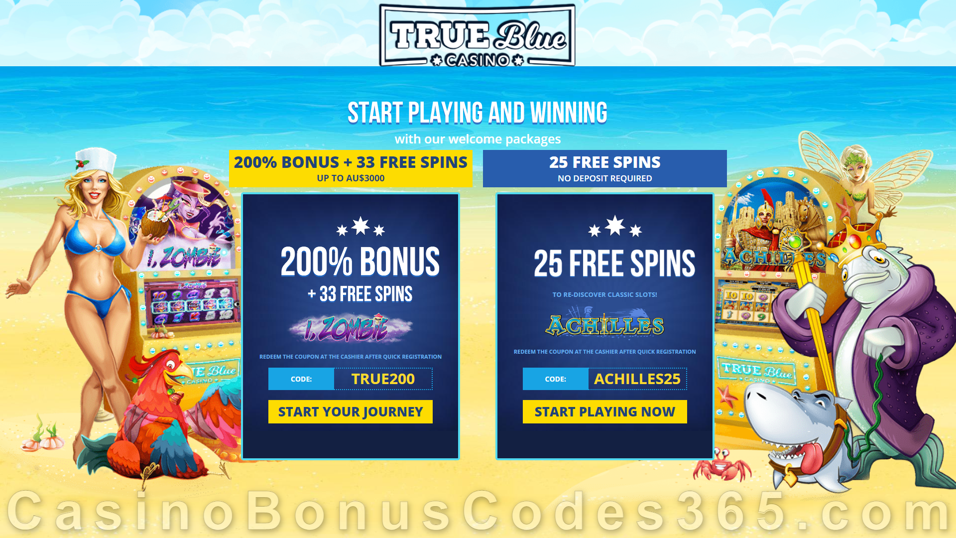 True Blue Casino Redeem Daily Free Spins